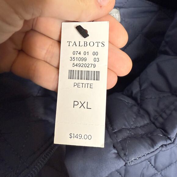 NWT T. by Talbots Womens Blue Quilted Jacket Size PXL - Picture 3 of 8